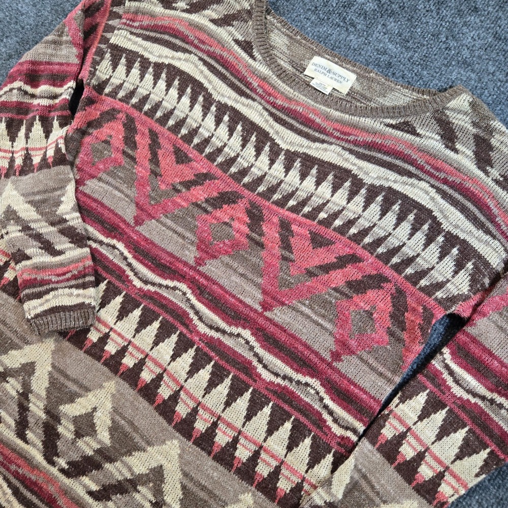 Denim & Supply Ralph Lauren Southwestern Aztec Knit Sweater XS Boho Tribal Luxe